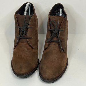 Born Fina Cognac Brown Leather Ankle Lace up chunky heeled booties size 10